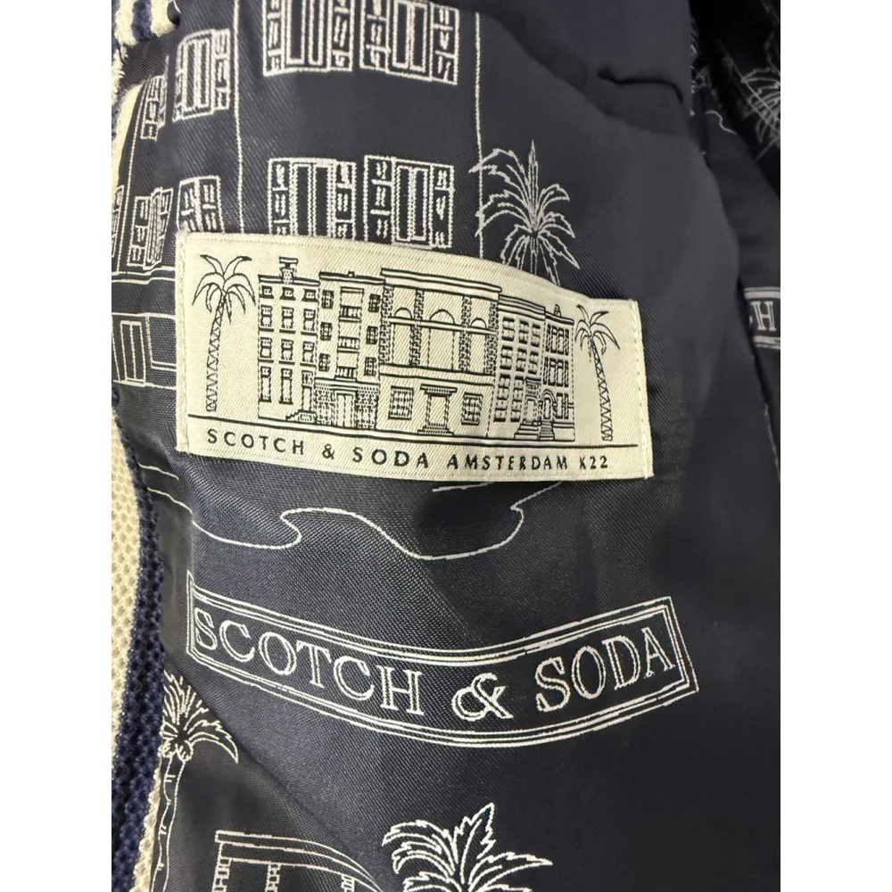 SCOTCH & SODA STRIPED SINGLE BREASTED BLAZER Men’s Large Organic Cotton $450